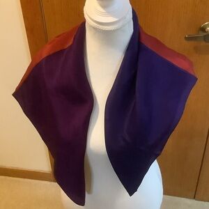 Silk Four Color Block Print Square Scarf